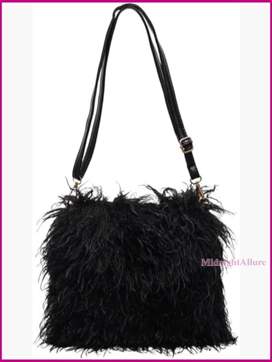 Handbags - Faux Fur Shoulder Bag Crossbody Tote Handbag Winter Purse